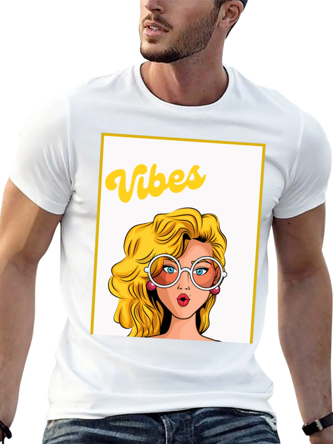 Retro Vibes Graphic Tee - Black Cotton T-Shirt