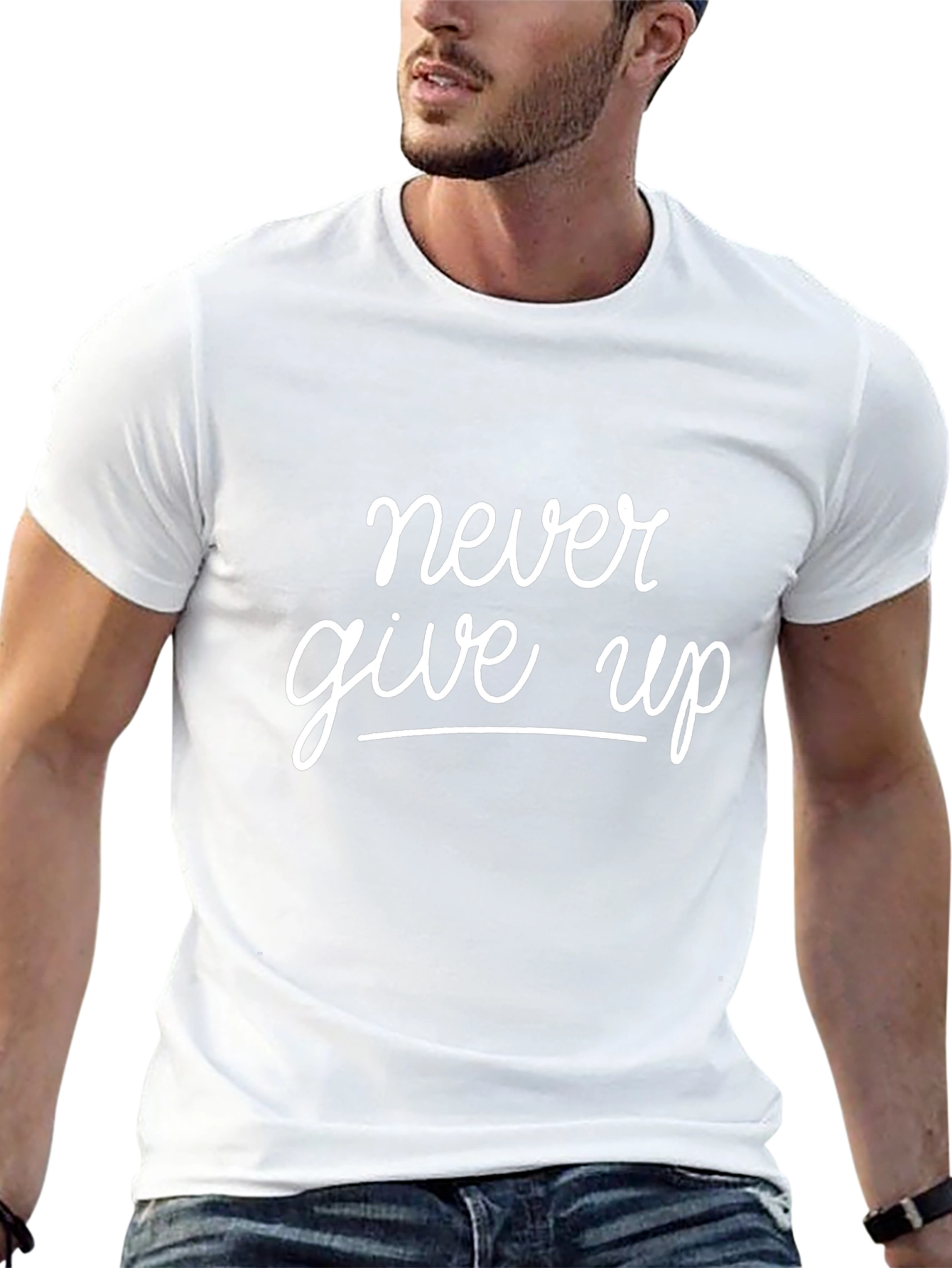 Never Give Up Graphic Tee - Black