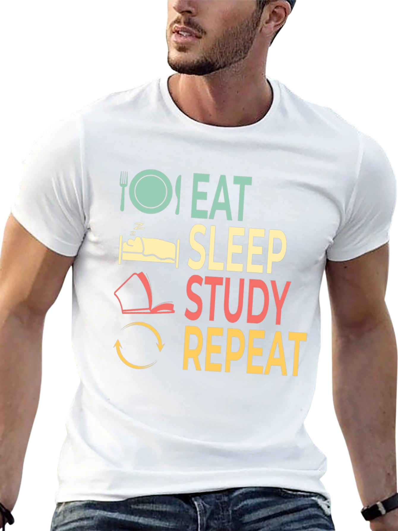 Eat Sleep Study Repeat T-Shirt - Student Life Tee