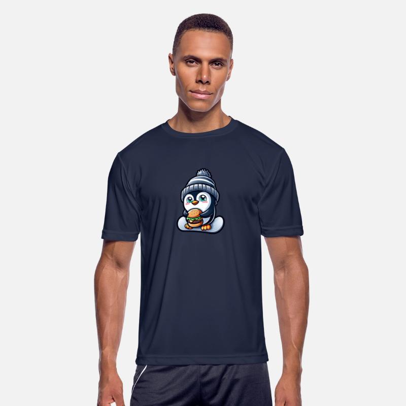 Penguin Snowboard Cheeseburger Fun