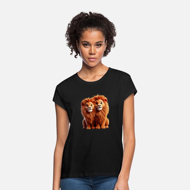 Perfect match Adorable Lion Couple Cartoon