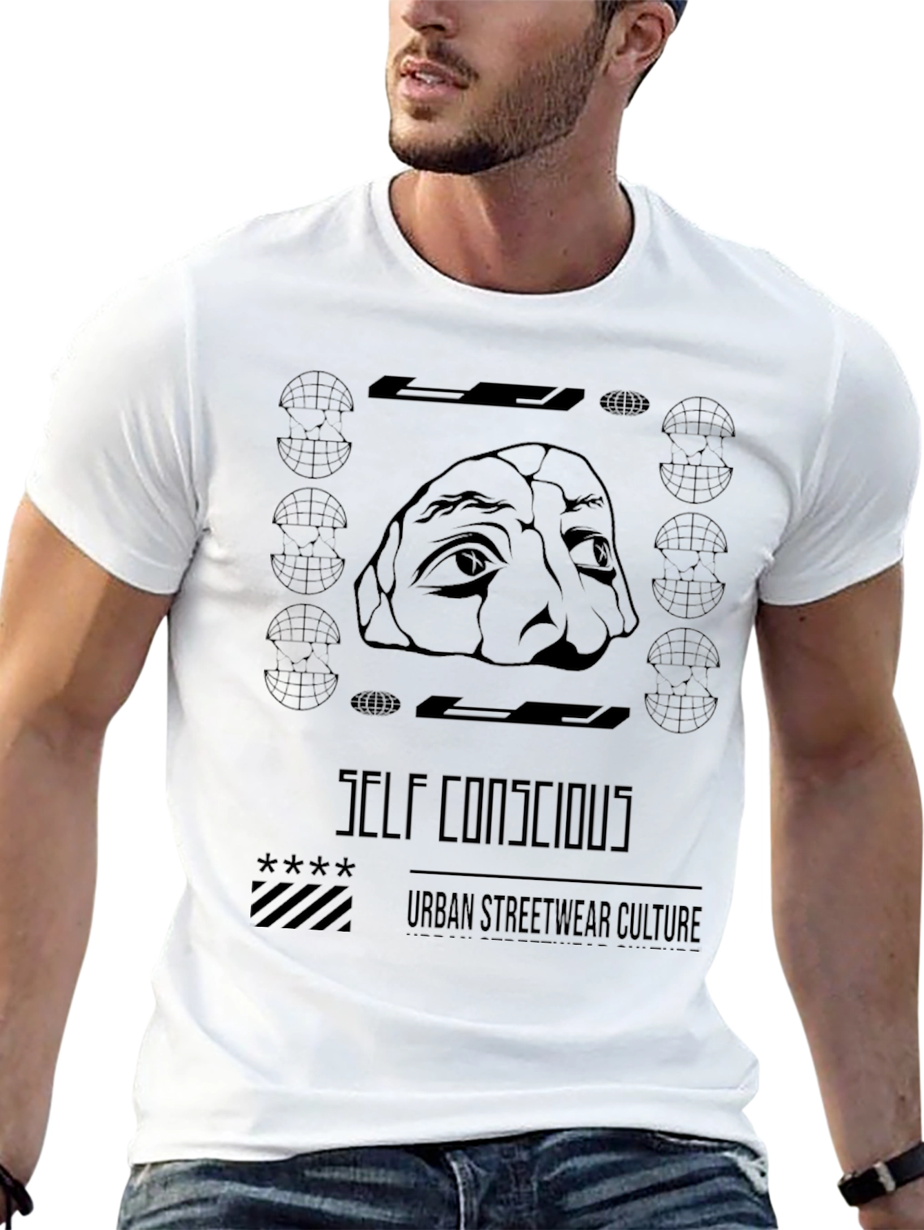 Self Conscious Urban Streetwear Black Graphic T-Shirt