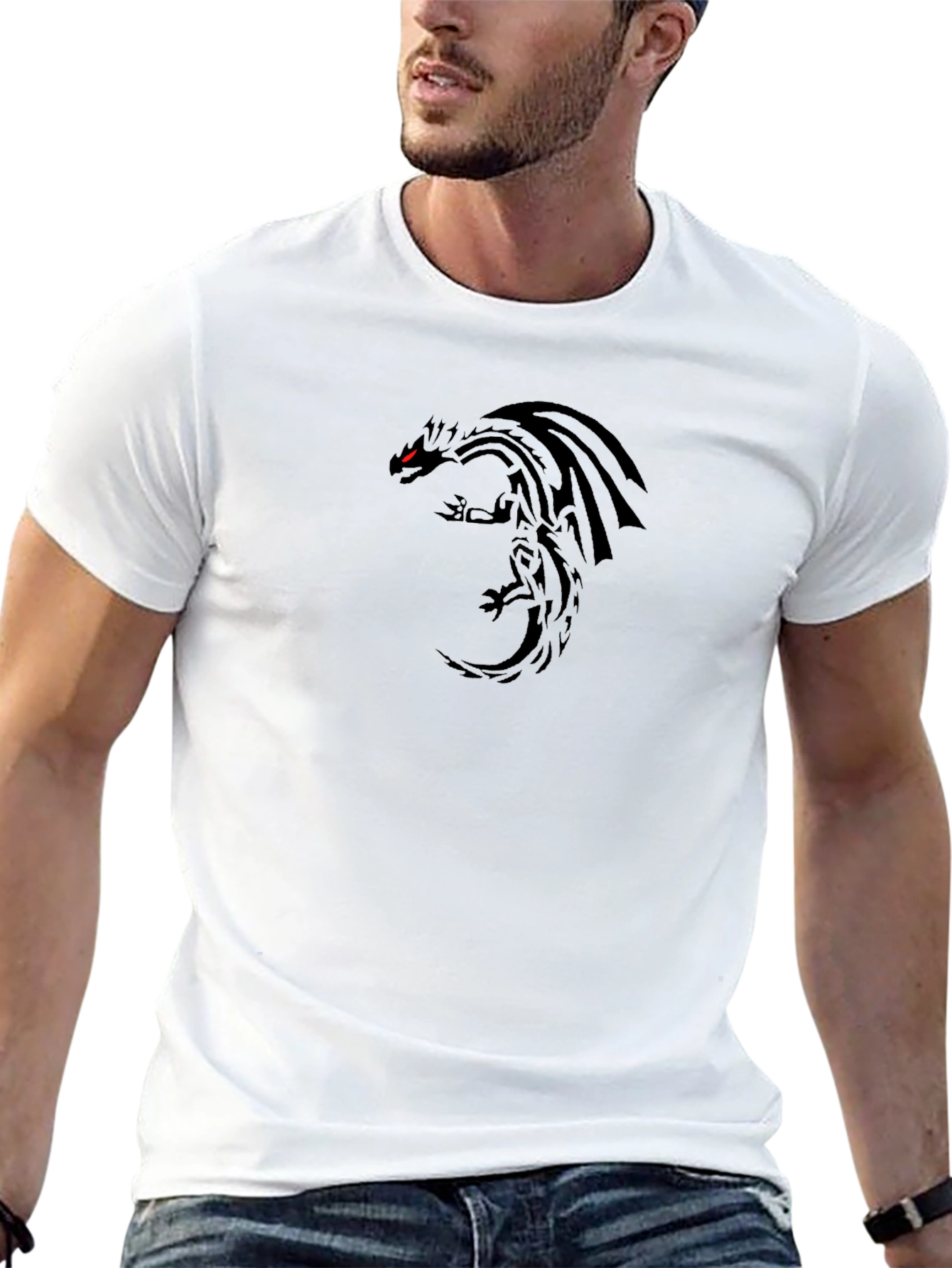 Mens Black Dragon Graphic Tee - Modern Style