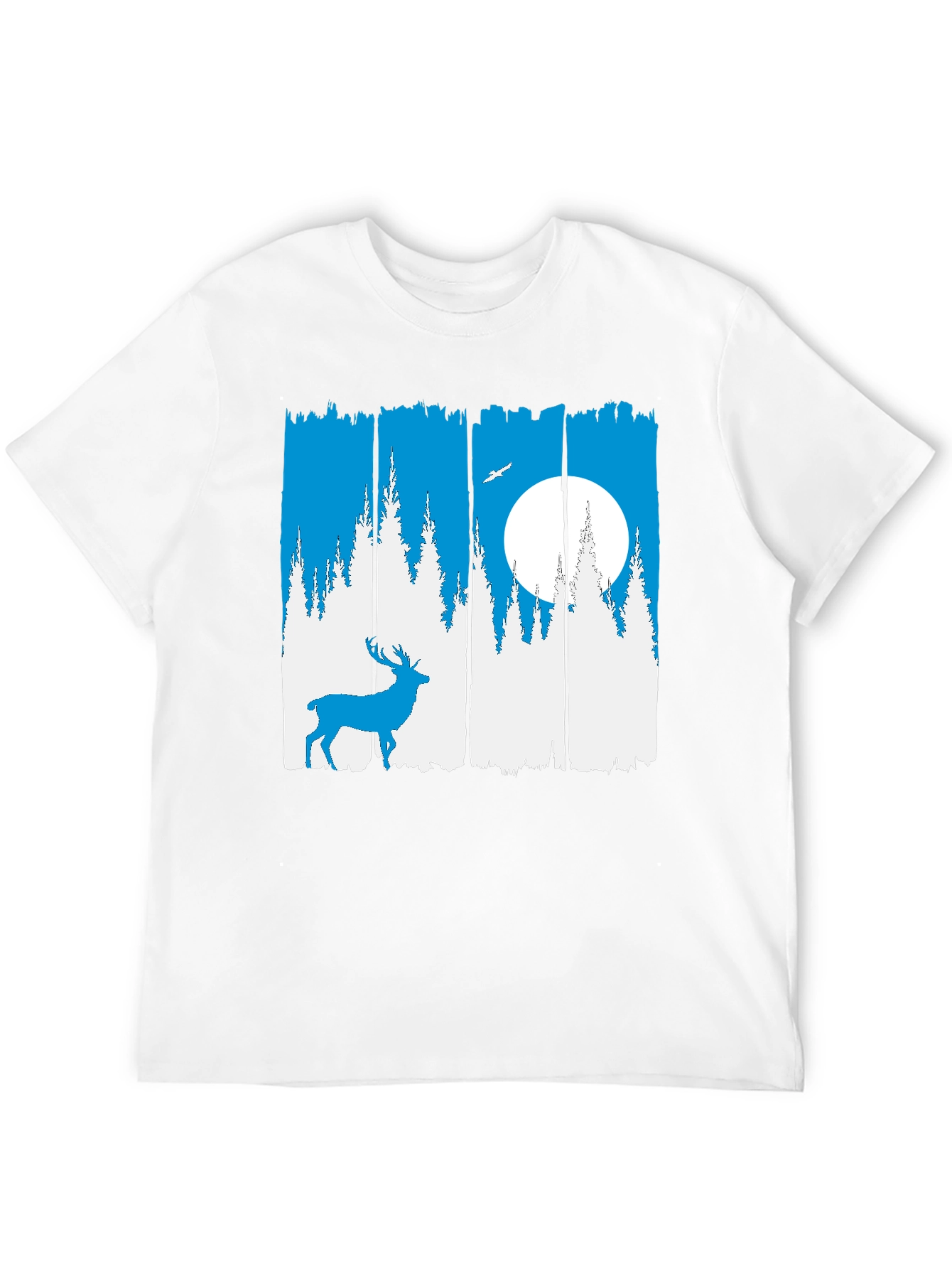 Nature Deer Graphic Tee - Mens Black Crew Neck