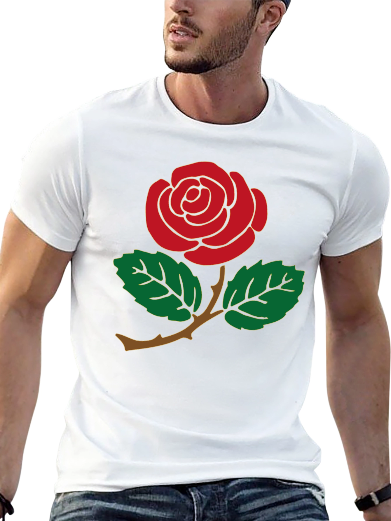 Red Rose Graphic Tee - Mens Black T-Shirt