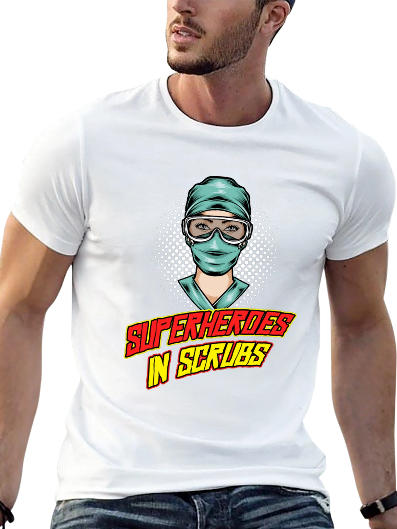 Superheroes in Scrubs Graphic Tee - Medical Hero Shirt