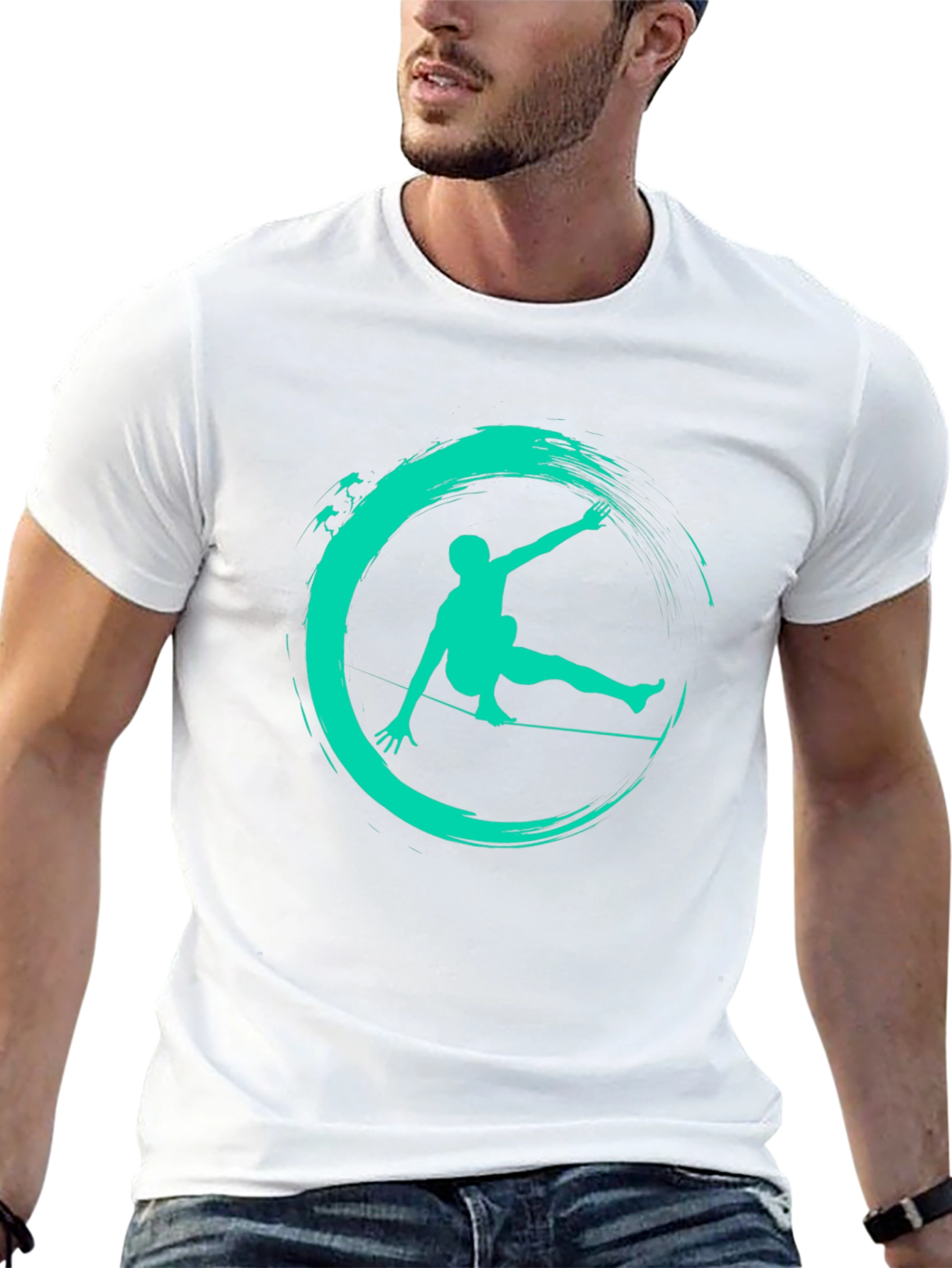 Slackline Art Black Tee - Balance in Style