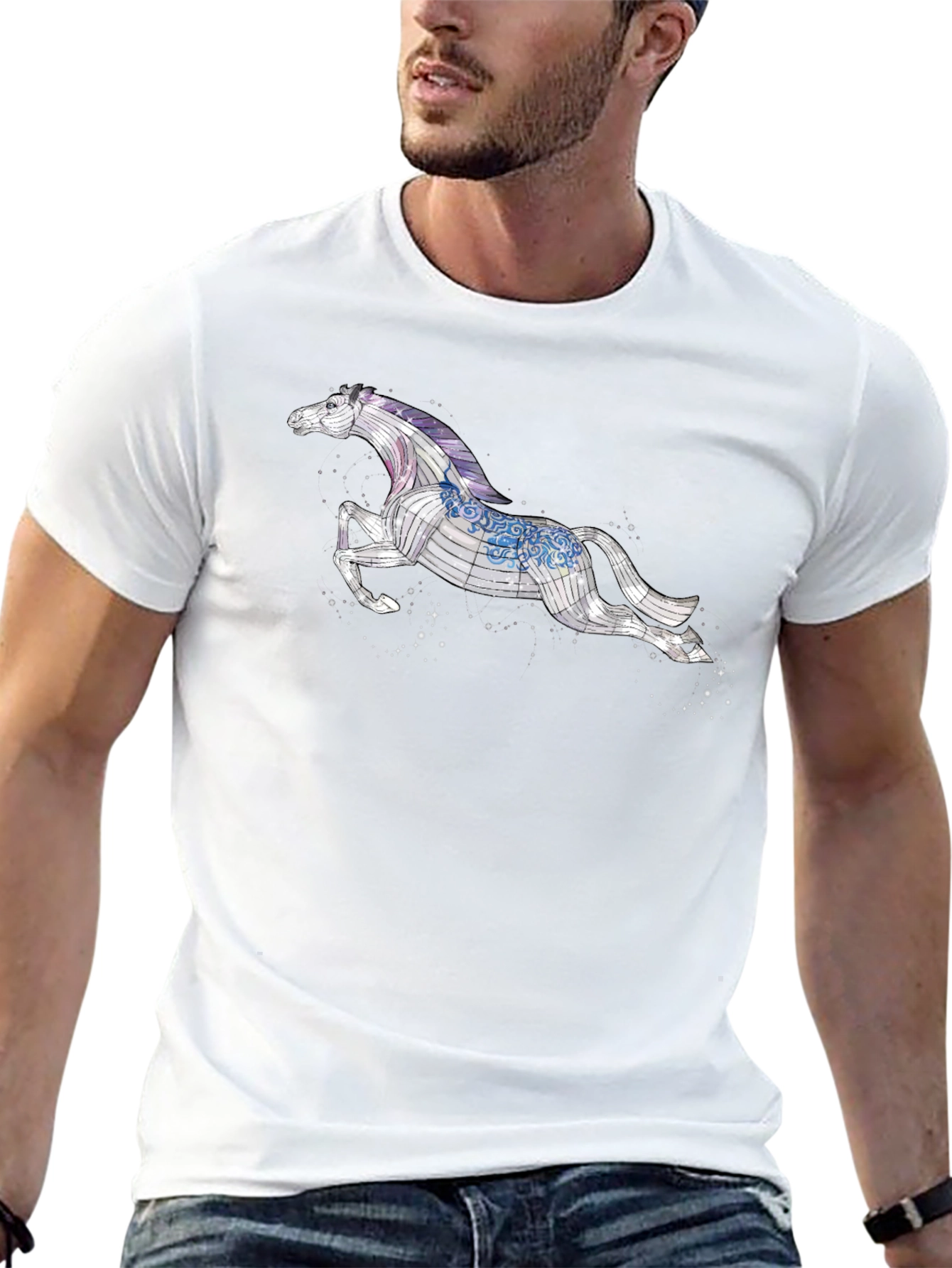Black T-Shirt with Horse Graphic