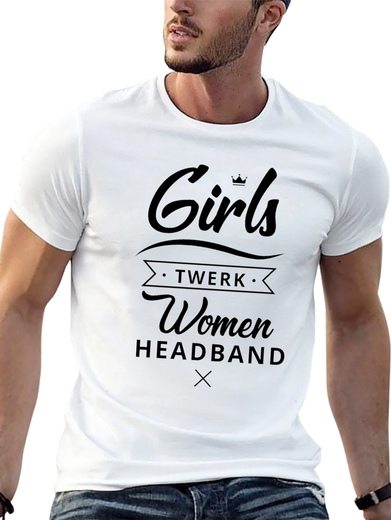 Girls Twerk Women Headband Graphic Black T-Shirt