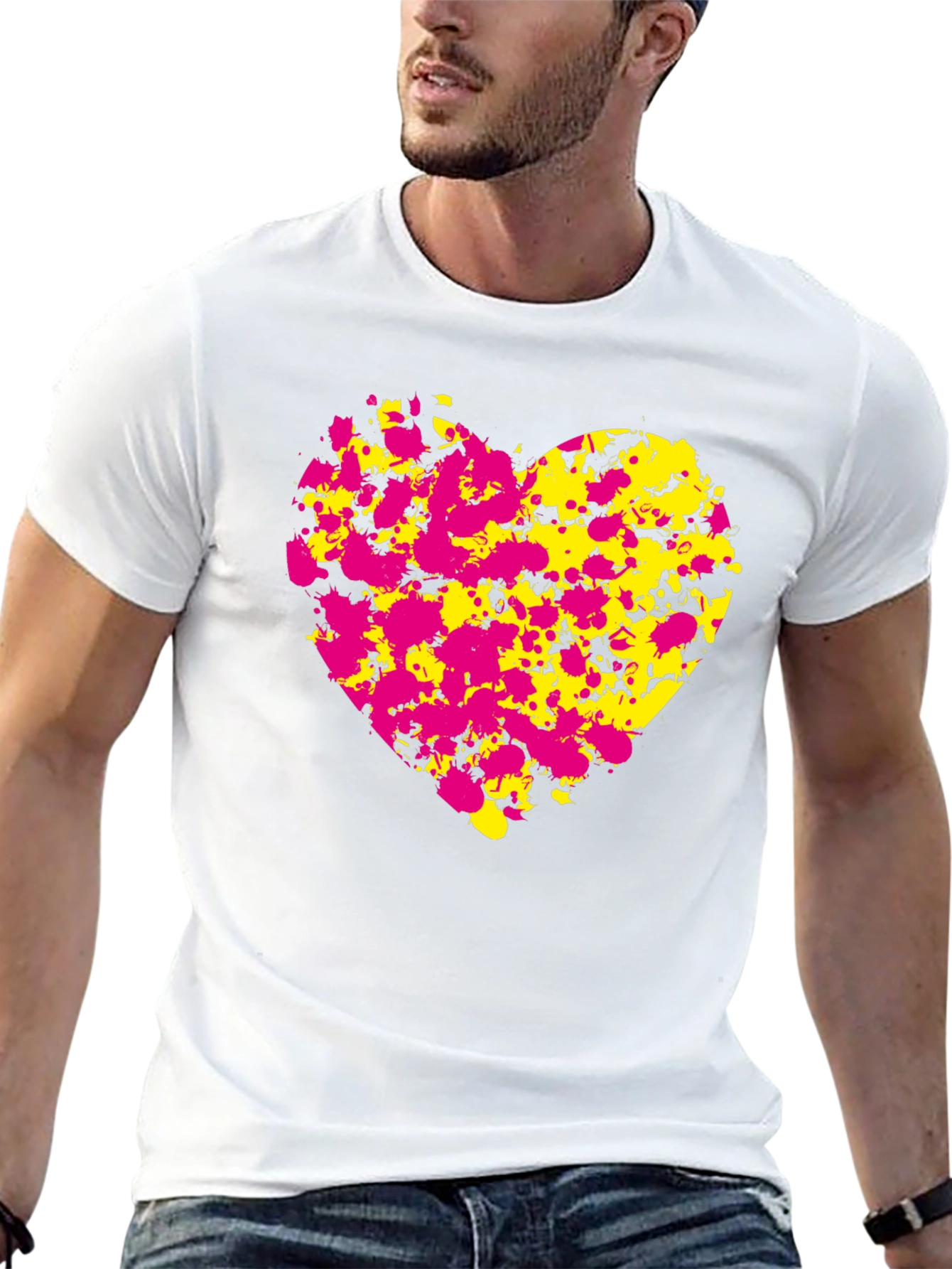 Abstract Heart Splatter T-Shirt - Black