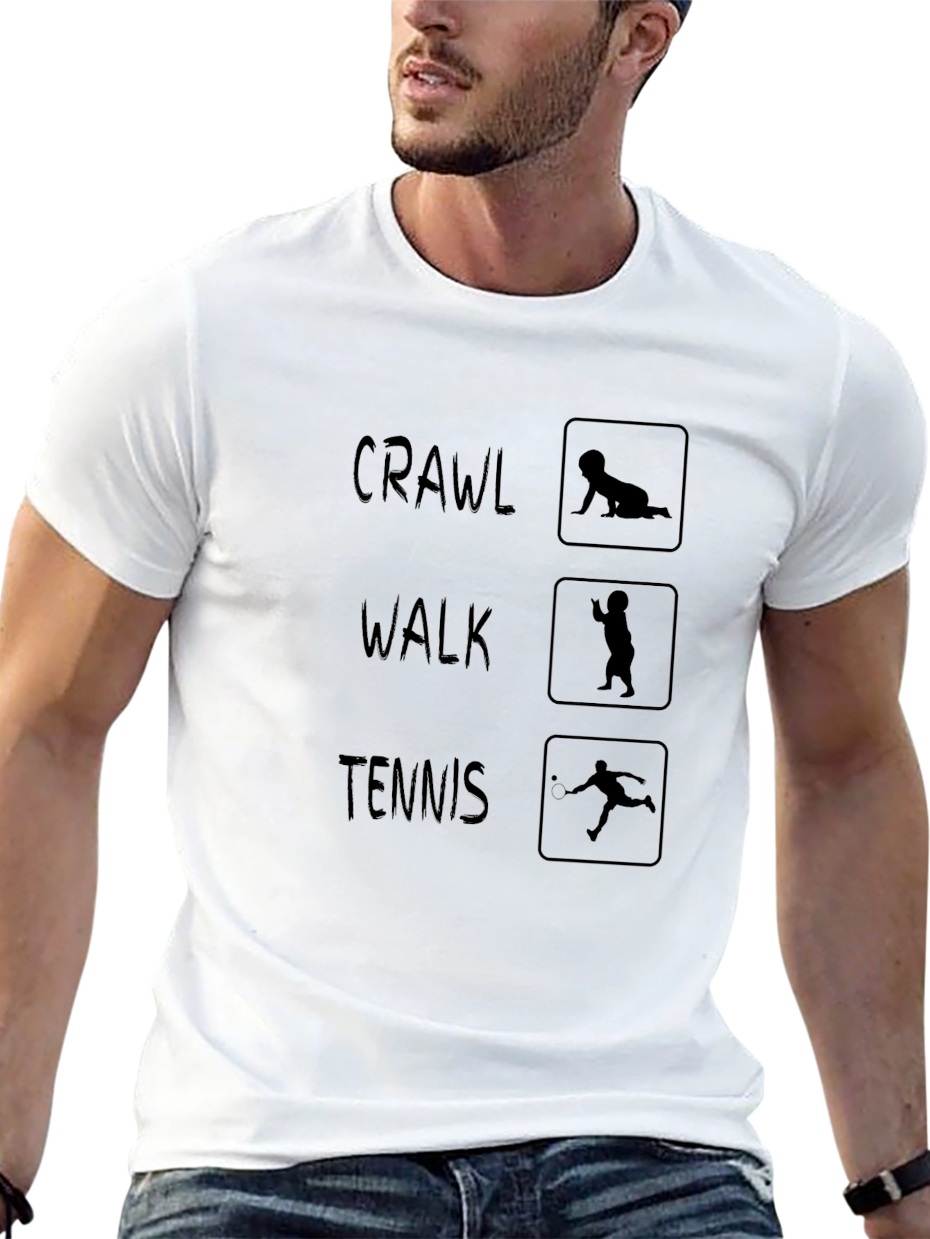 Crawl Walk Tennis Black Graphic Tee