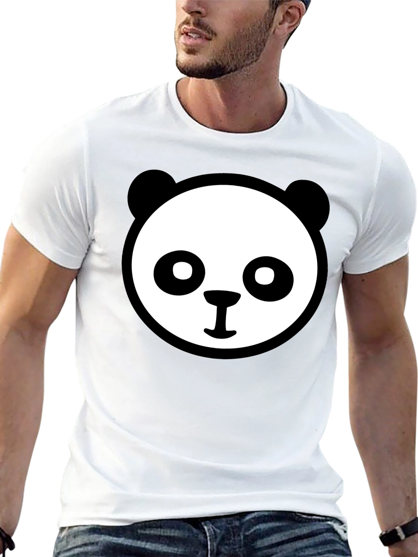 Panda Face Graphic Tee - Cute Black T-Shirt