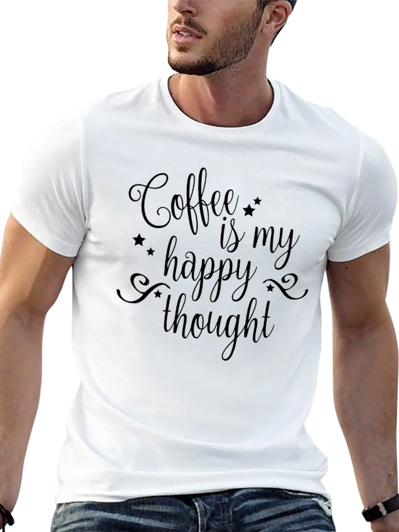 Coffee is My Happy Thought Black T-Shirt