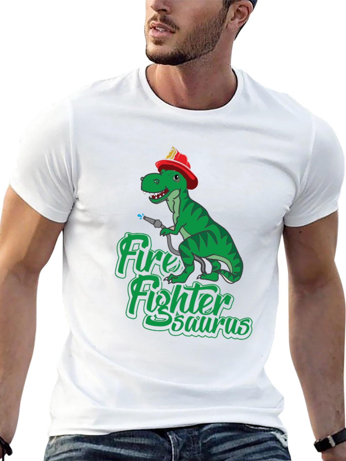 Firefighter Saurus T-Shirt - Novelty Dino Tee