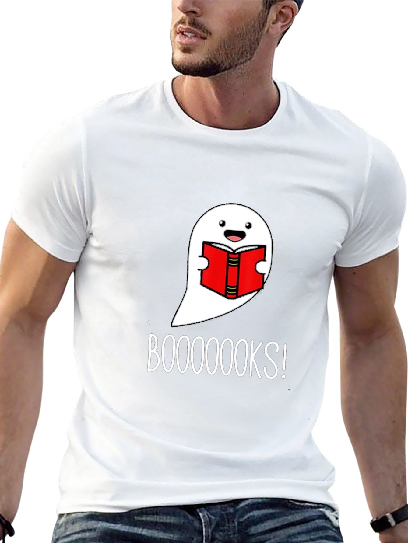 Funny Ghost Reading Books Graphic T-Shirt