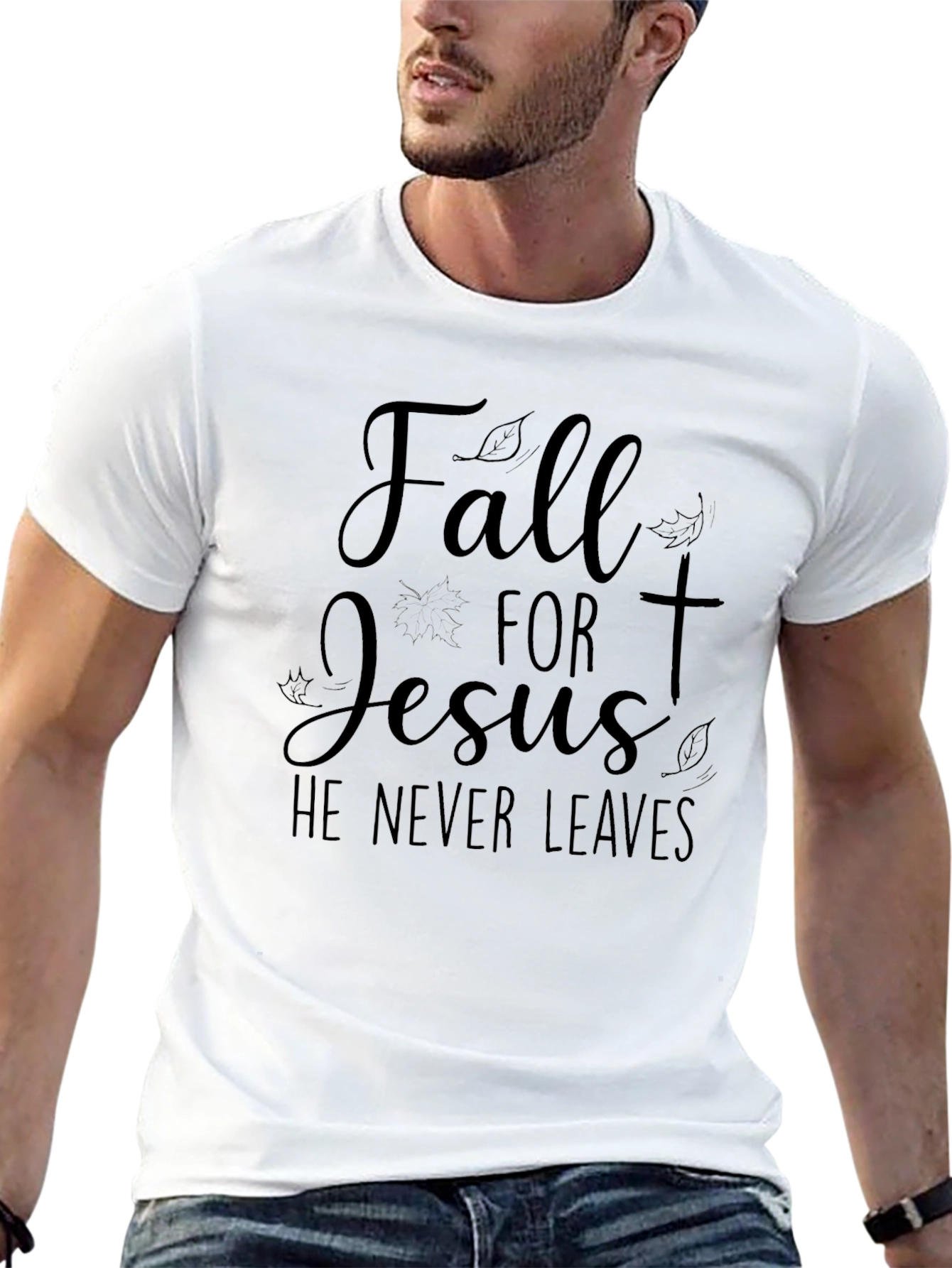 Fall for Jesus Black Graphic Tee