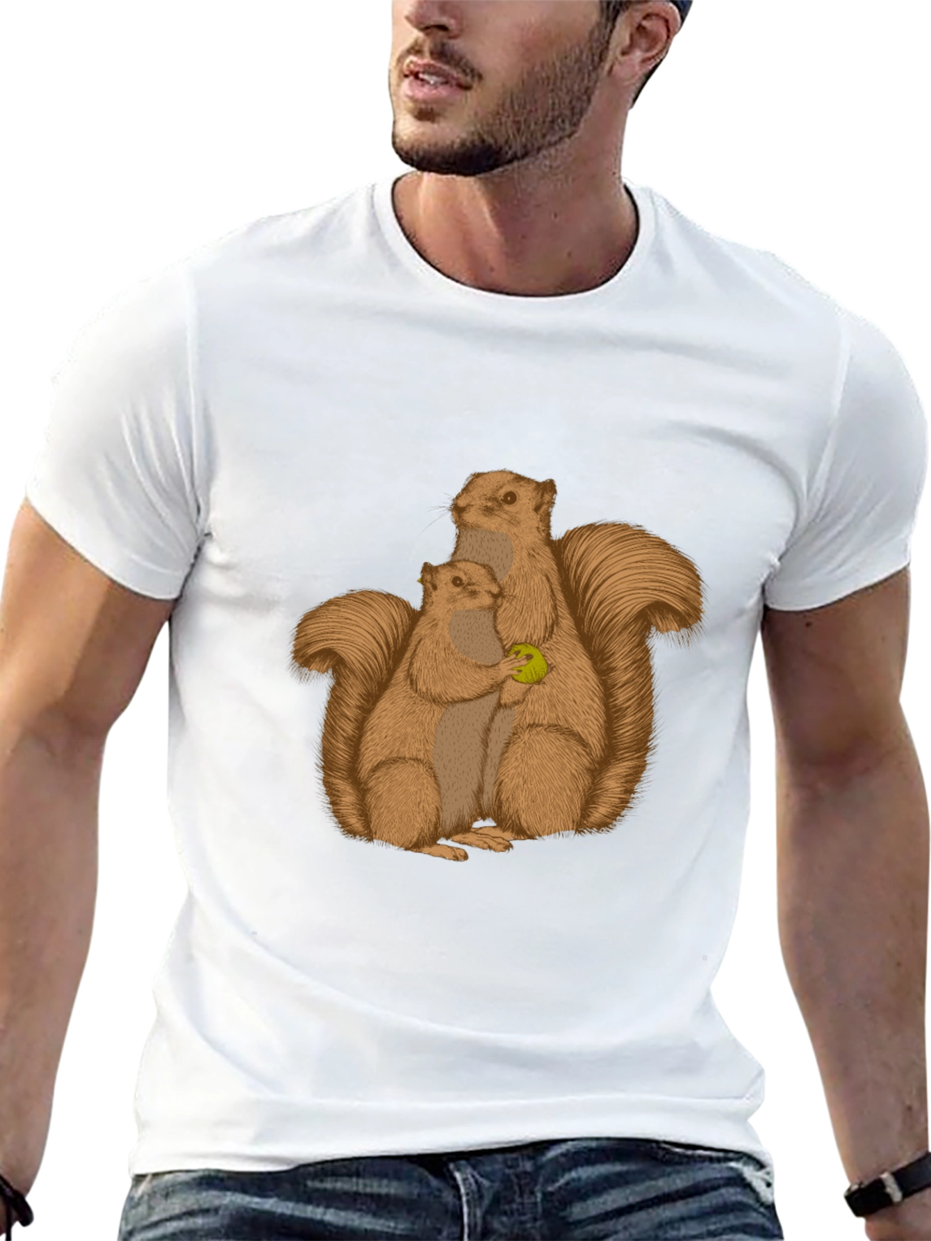 Squirrel Family Graphic Tee - Black Cotton Blend