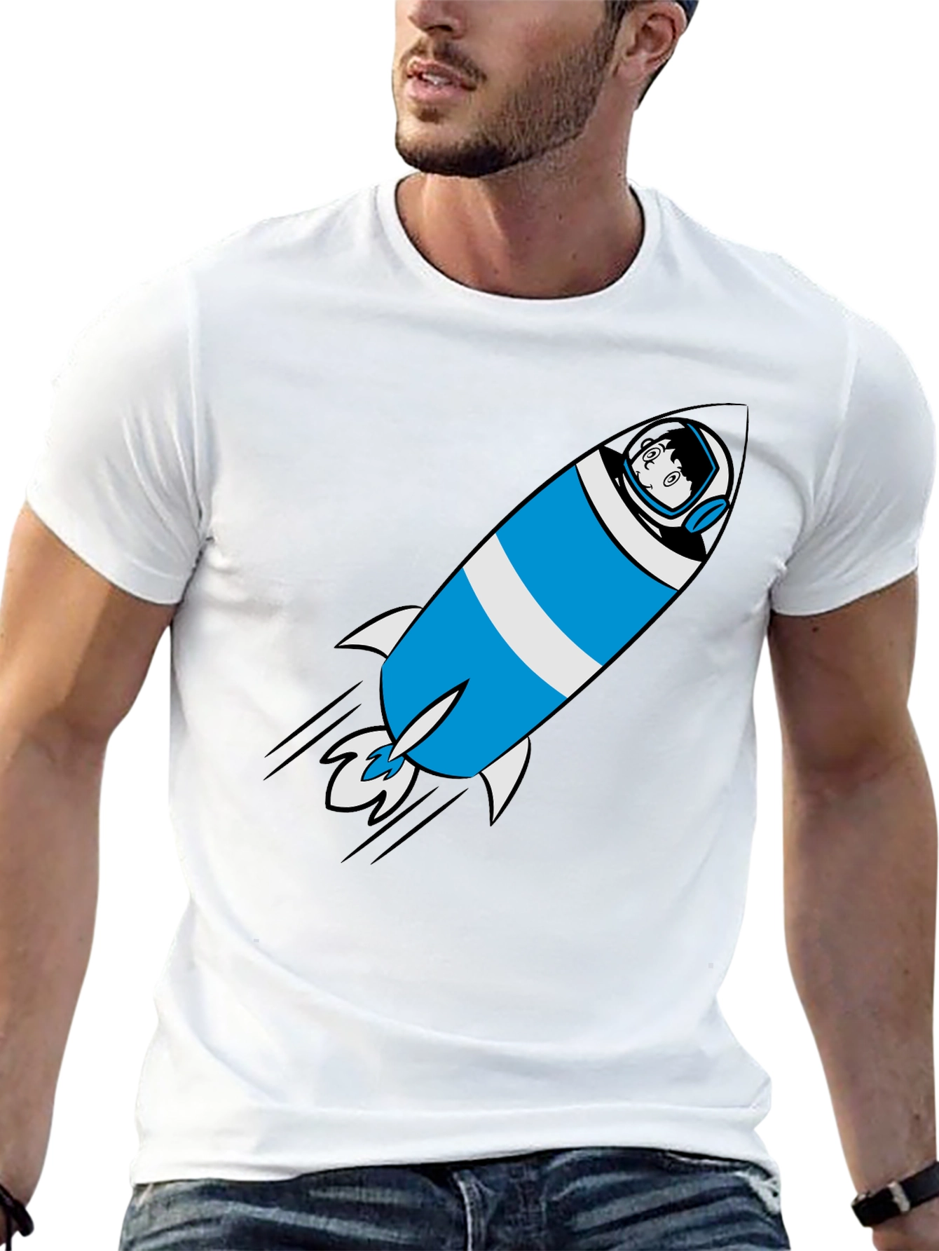 Rocket Man Graphic Tee - Soft Cotton Astronaut T-Shirt