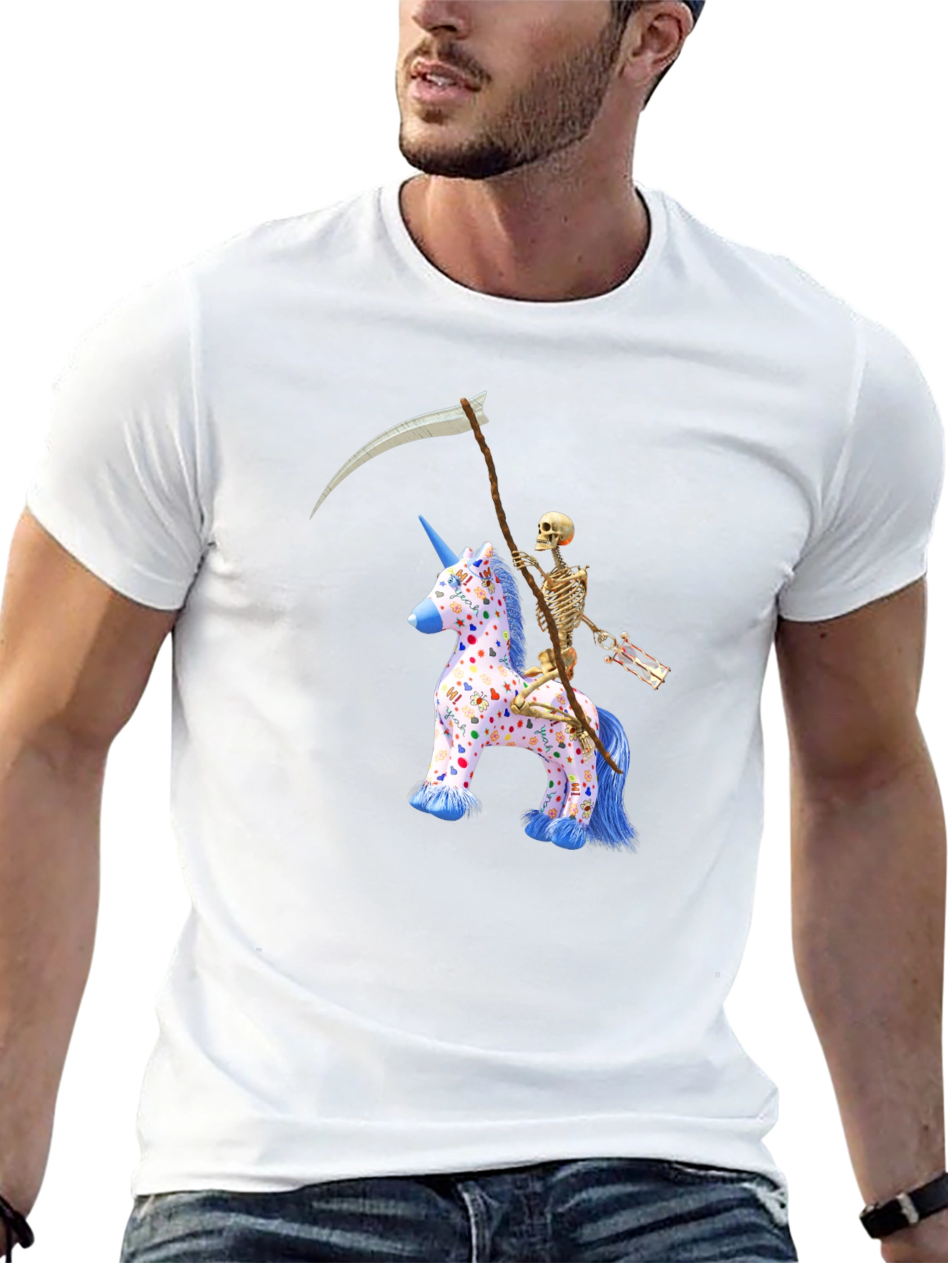 Skeleton Riding Unicorn T-Shirt