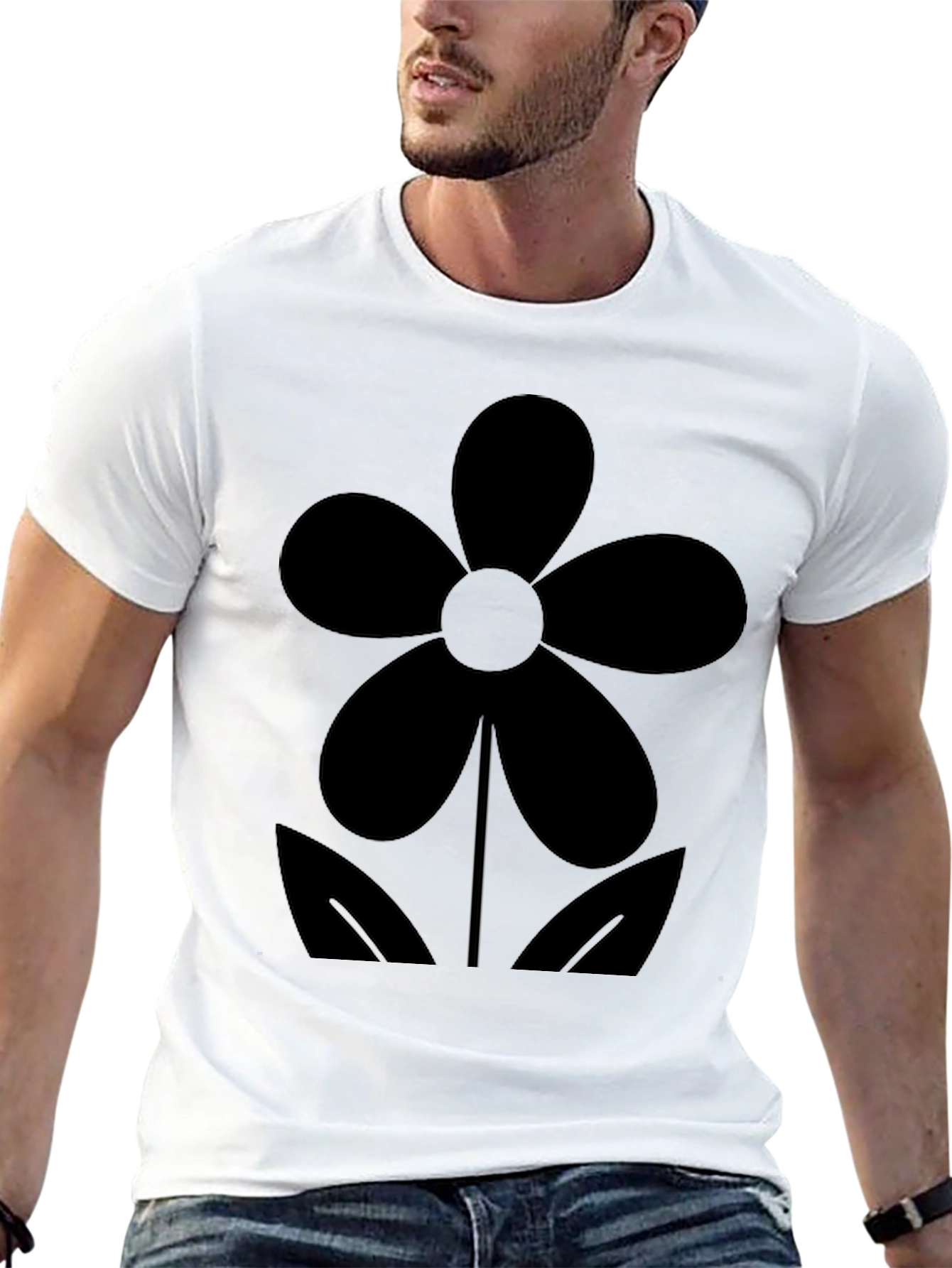 Black Flower Graphic Tee - Casual Comfort