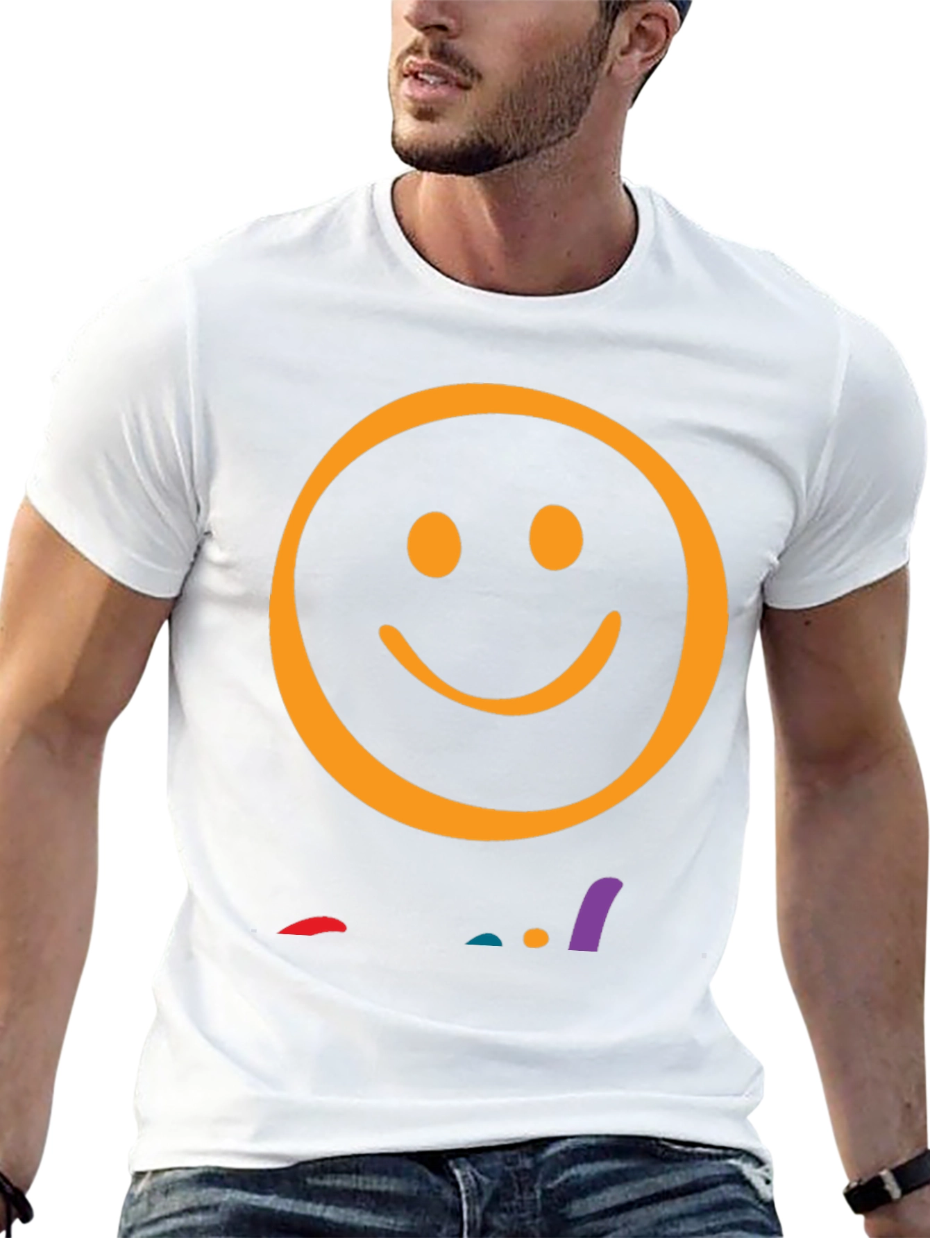 Smiley Face Graphic Tee - Black Casual T-Shirt