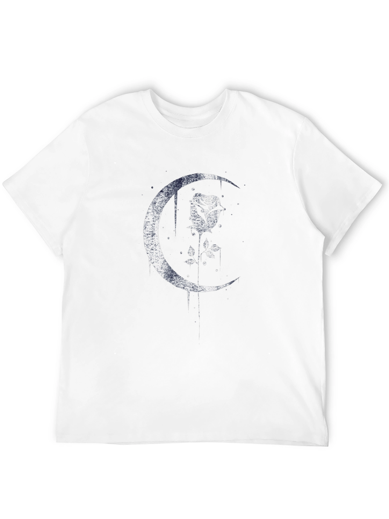 Moon Rose Graphic Tee - Black Crew Neck