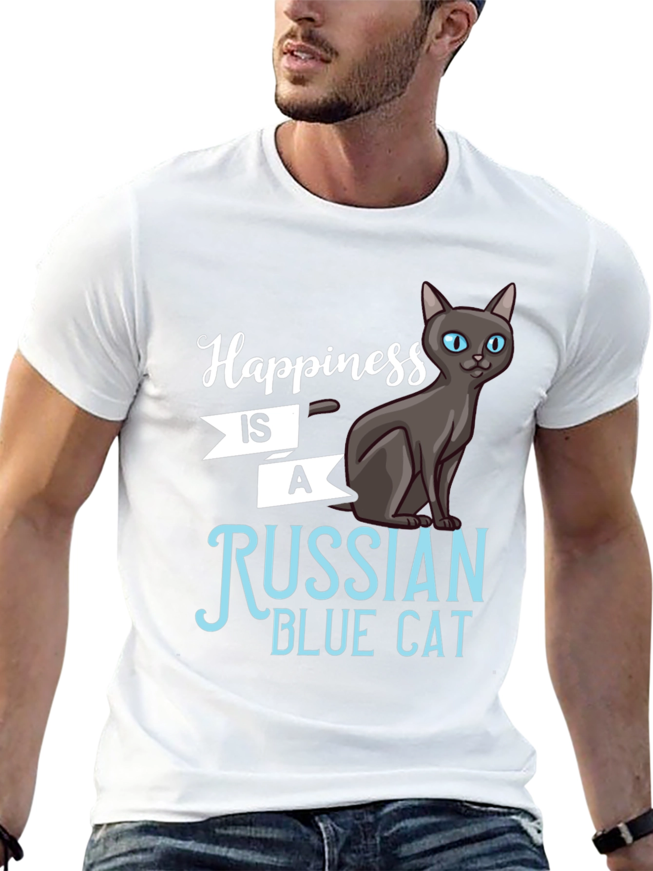 Happiness is a Russian Blue Cat T-Shirt