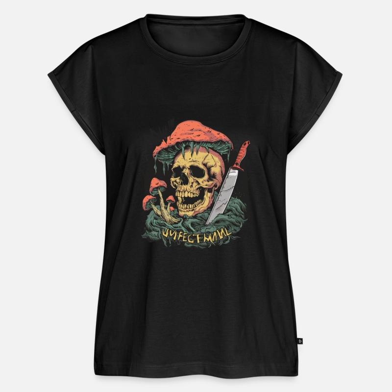 Skull with a knife and mushroom