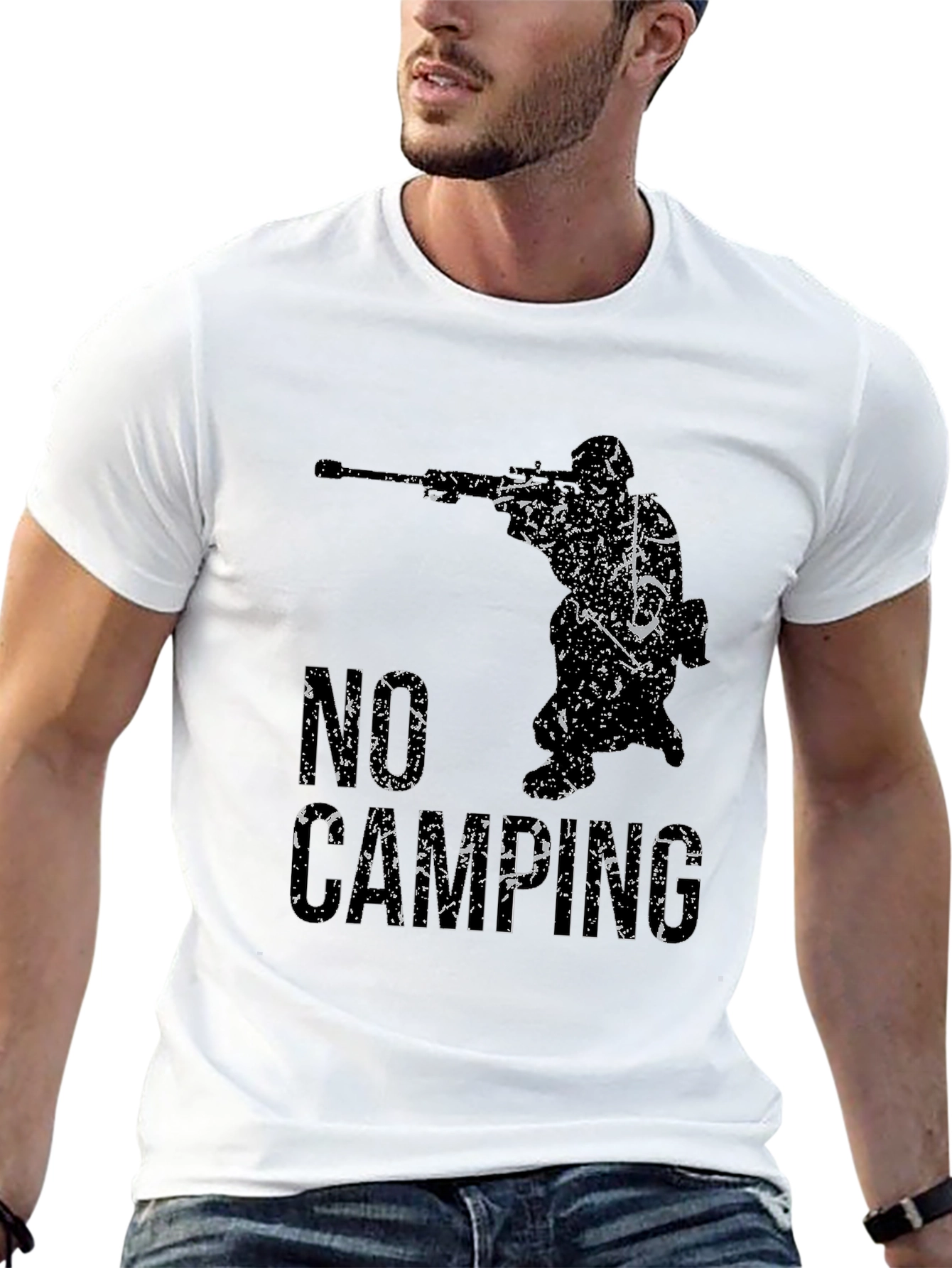 No Camping Funny Graphic Tee