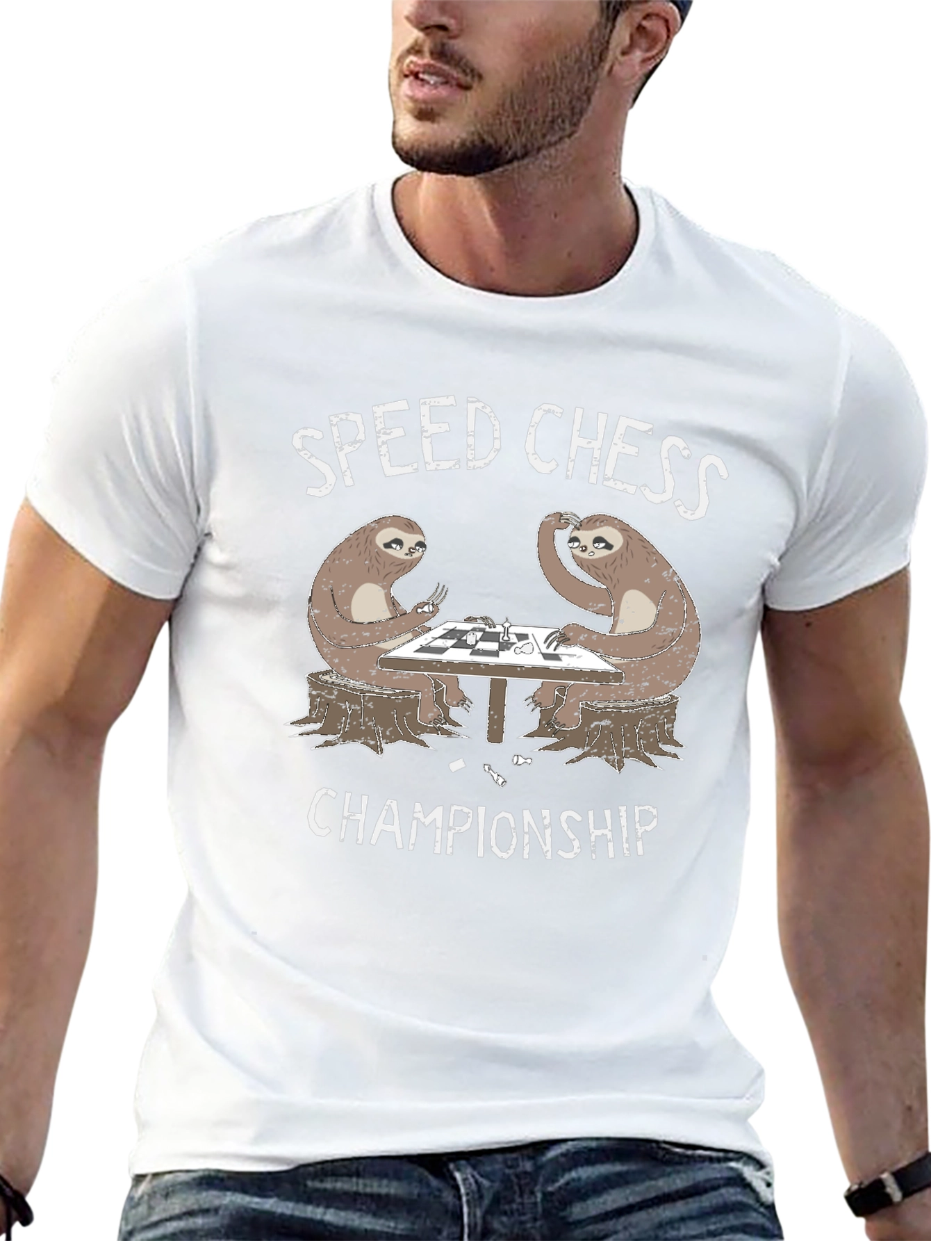 Sloth Speed Chess Championship Black T-Shirt