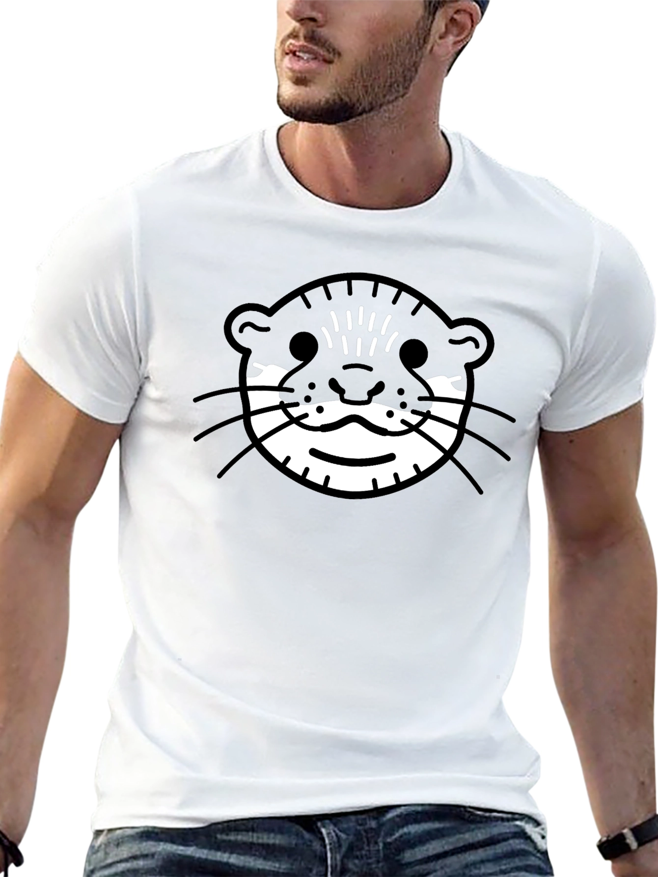 Otter Face Graphic Tee - Black Cotton T-Shirt