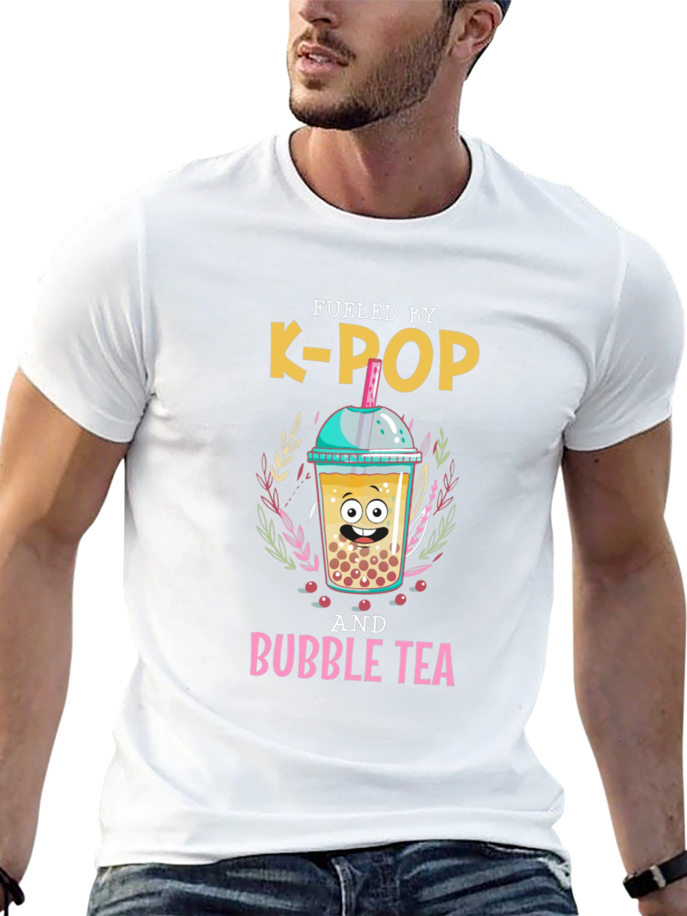 Fueled By K-Pop and Bubble Tea Graphic T-Shirt