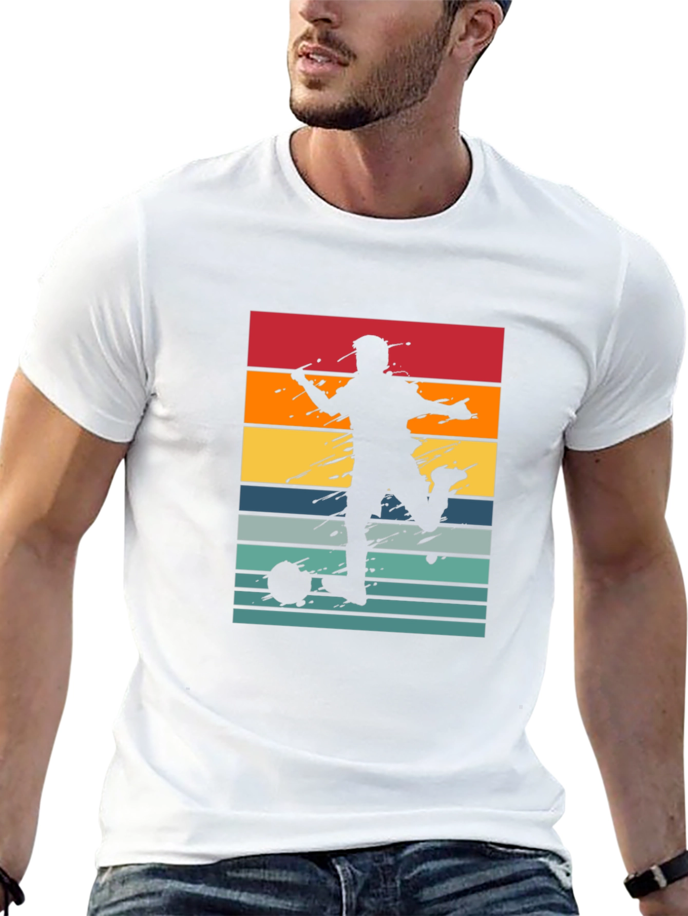 Retro Soccer Player T-Shirt - Black