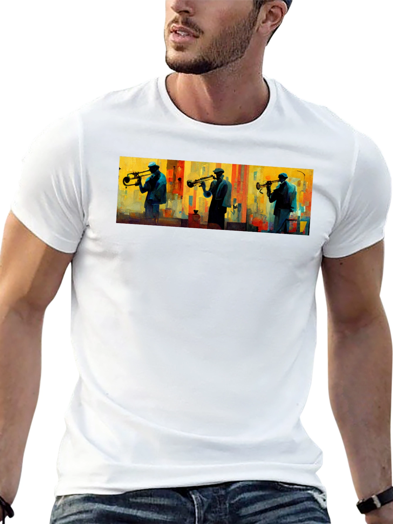 Jazz Trumpet Player Graphic Tee - Black