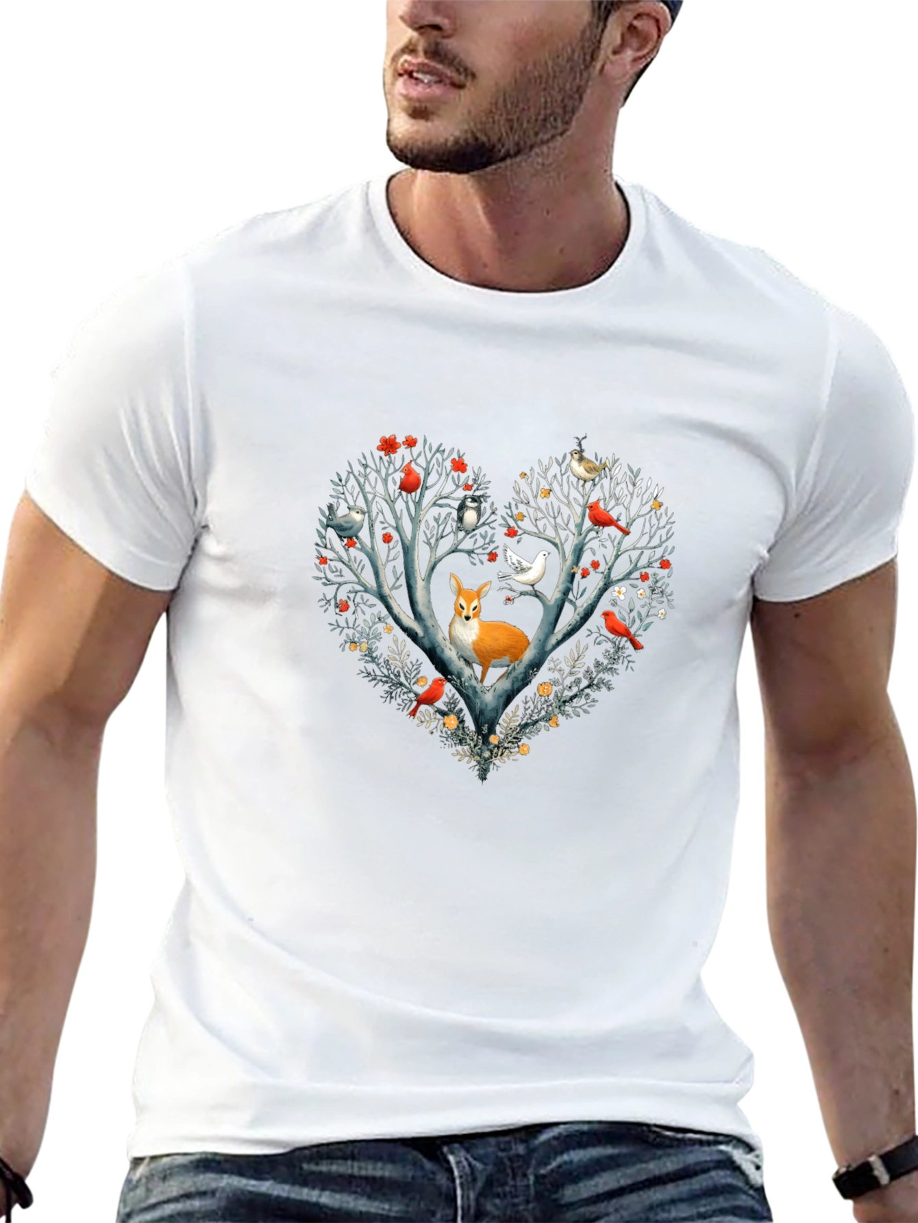 Fox & Bird Heart Tree Graphic Tee