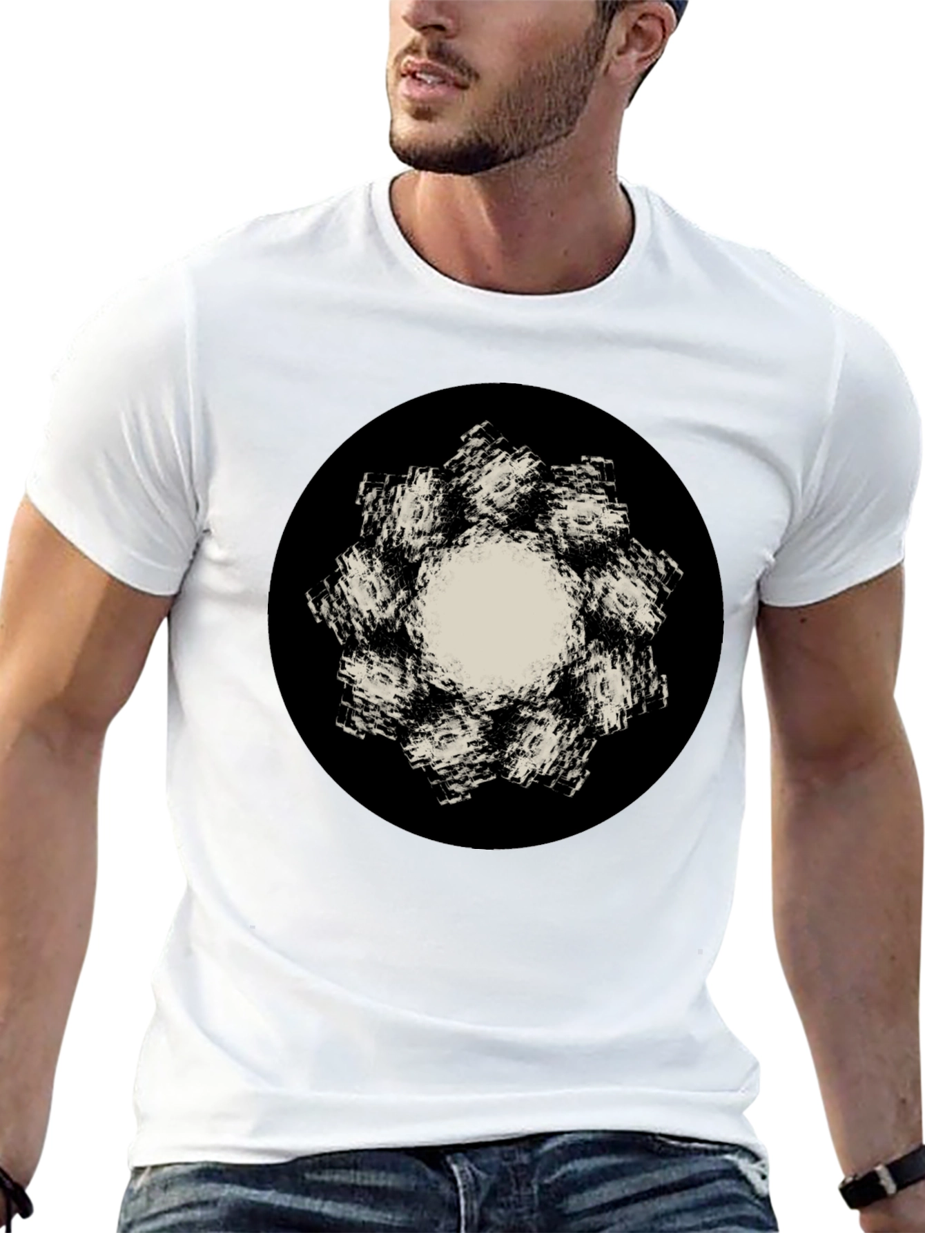 Abstract Flower Graphic Black T-Shirt