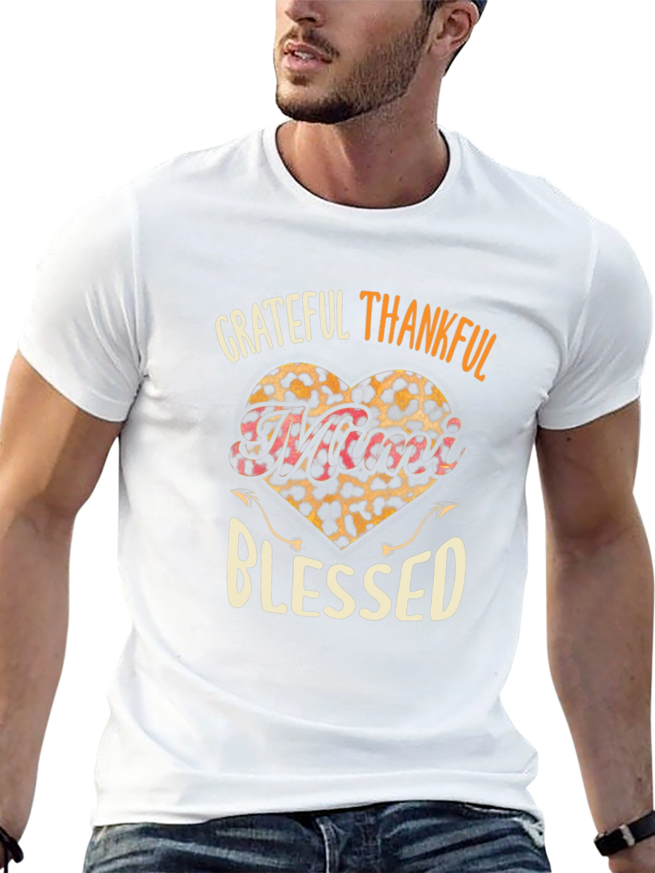 Grateful Thankful Blessed Leopard Heart T-Shirt