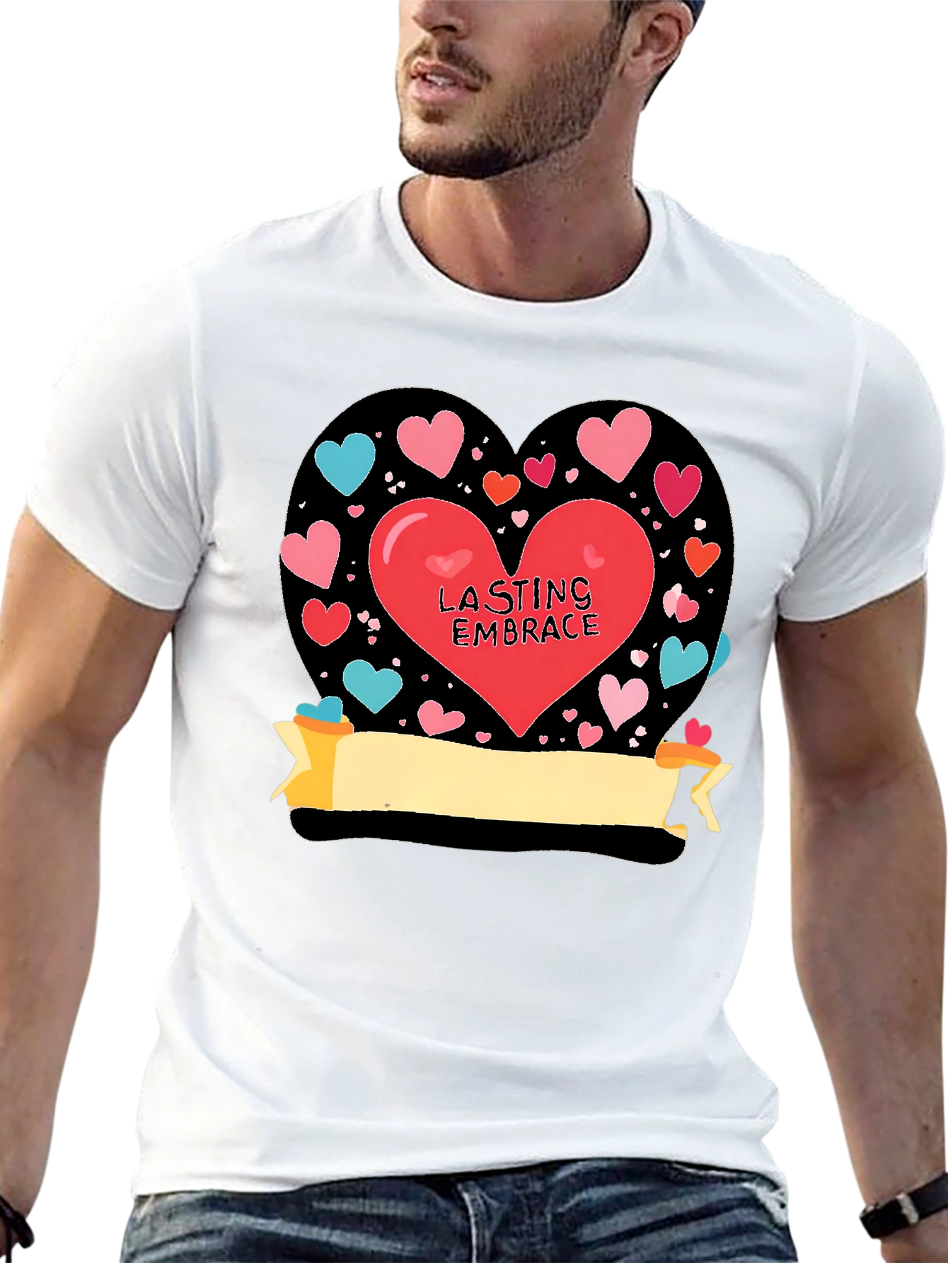 Lasting Embrace Heart Graphic Tee - Black