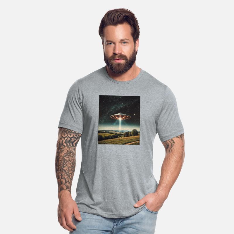 UFO over field emitting light