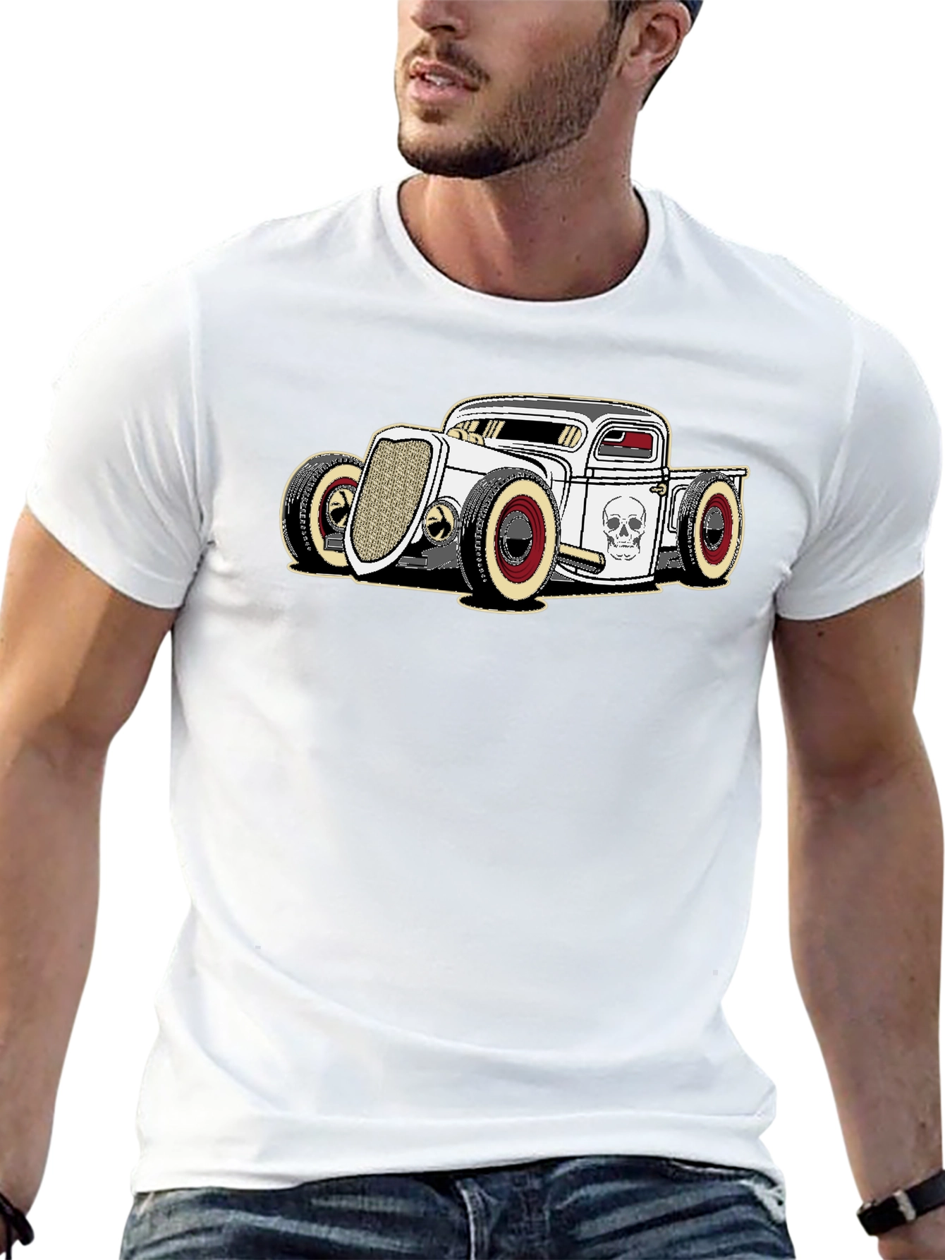 Hot Rod Graphic Tee - Skull Car T-Shirt