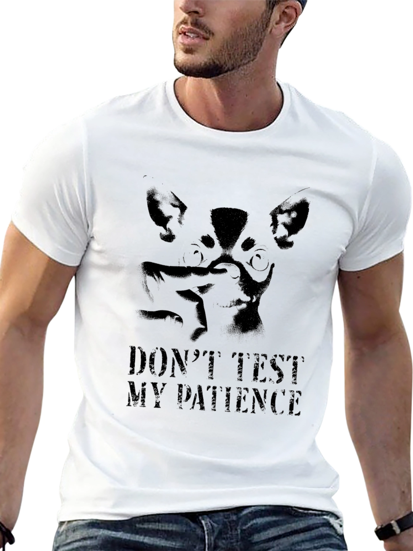 Mens Black Graphic Tee - Dont Test My Patience