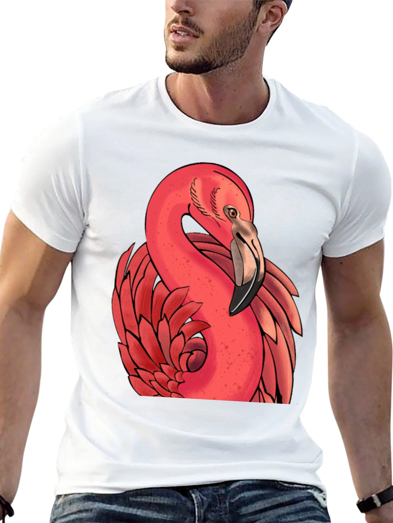 Flamingo Graphic Tee - Stylish Black T-Shirt