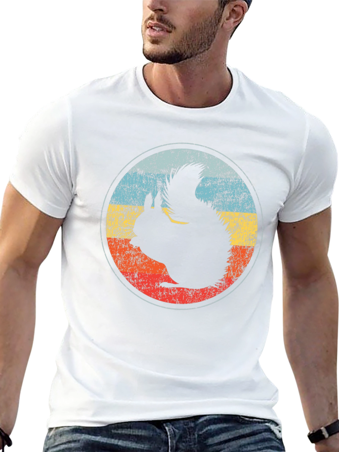 Retro Squirrel Graphic Tee - Black Cotton T-Shirt