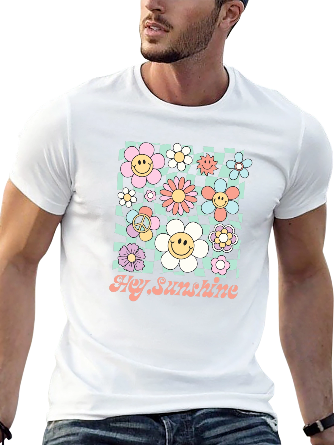 Hey Sunshine Floral Graphic T-Shirt - Retro Style