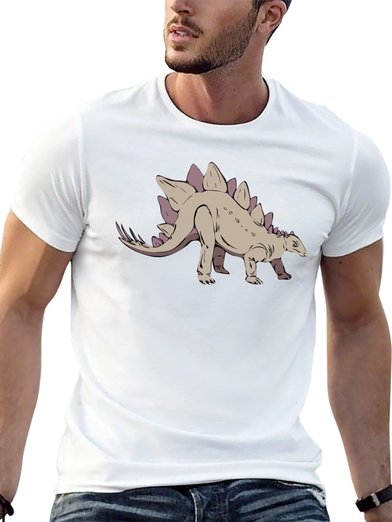 Dino Tee - Stegosaurus Design Black T-Shirt