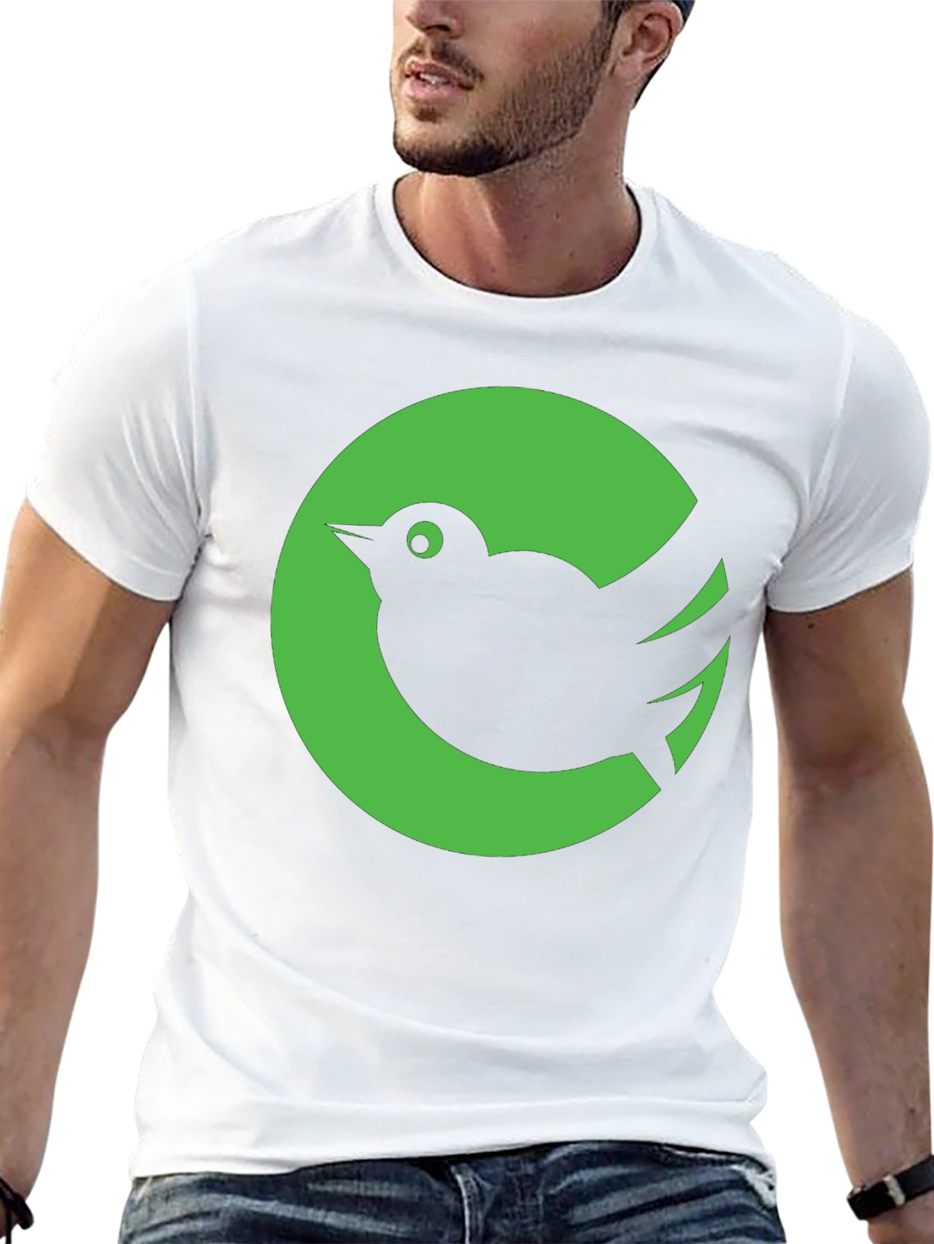 Green Bird Graphic Tee - Stylish Black Cotton T-Shirt
