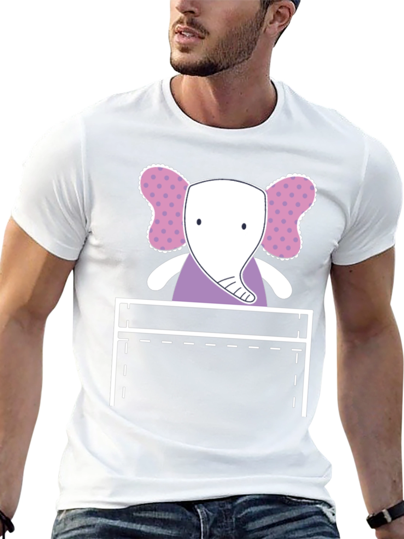 Cute Elephant Pocket Graphic Tee
