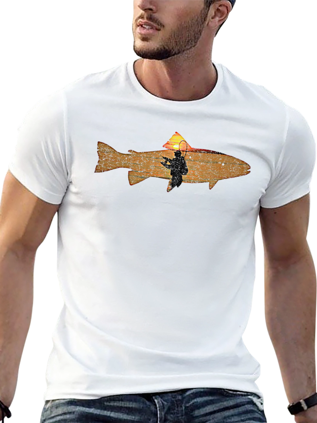 Fishing Sunset T-Shirt - Angler Silhouette Tee