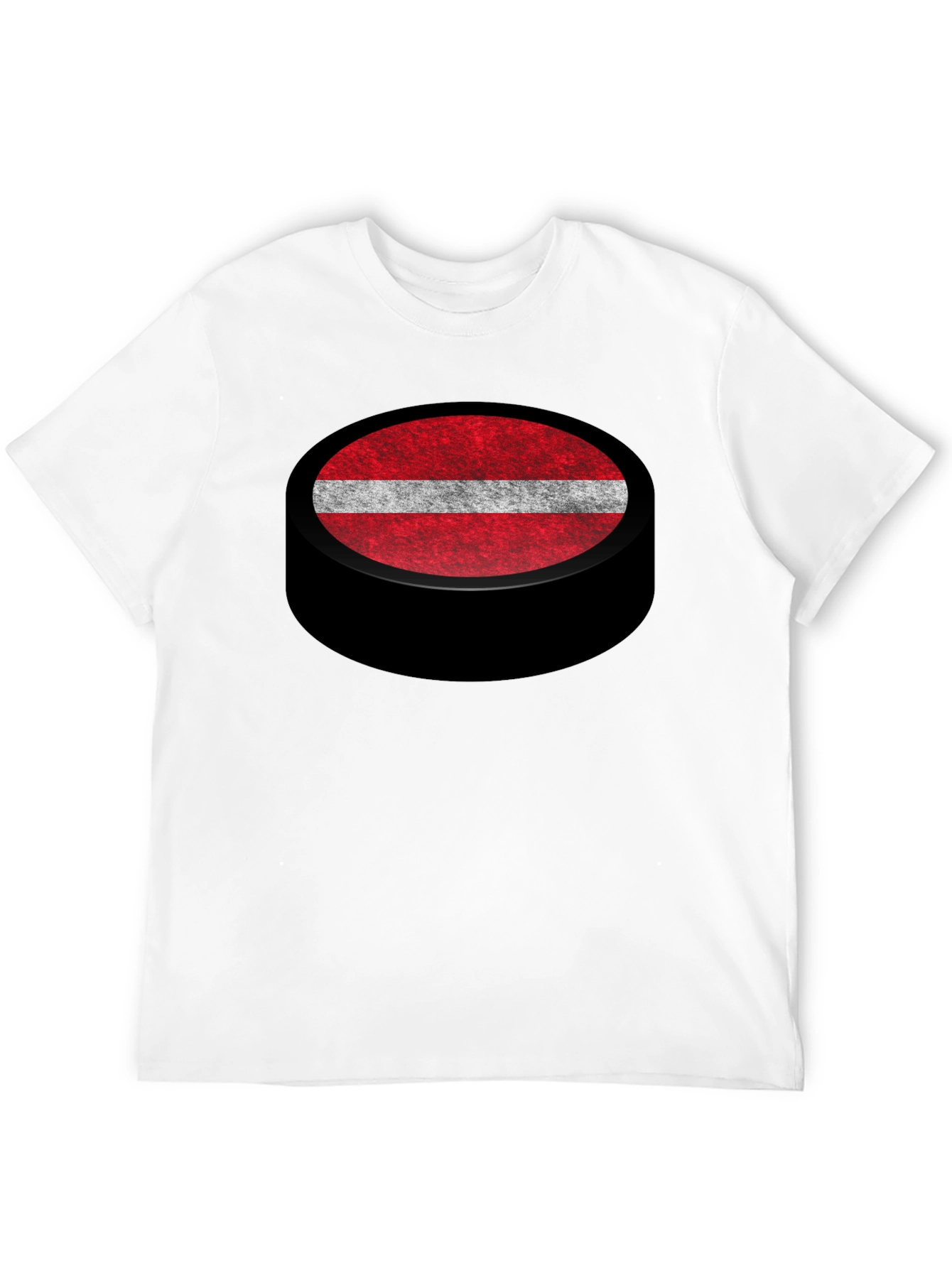 Latvia Flag Hockey Puck Graphic T-Shirt