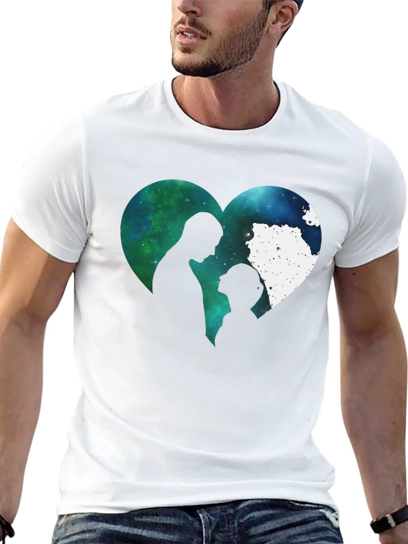 Romantic Galaxy Heart Couple T-Shirt
